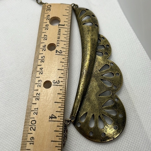 Womens Necklace Brass Tone Necklace Steampunk Eagle Patriotic American Statement - Picture 10 of 10